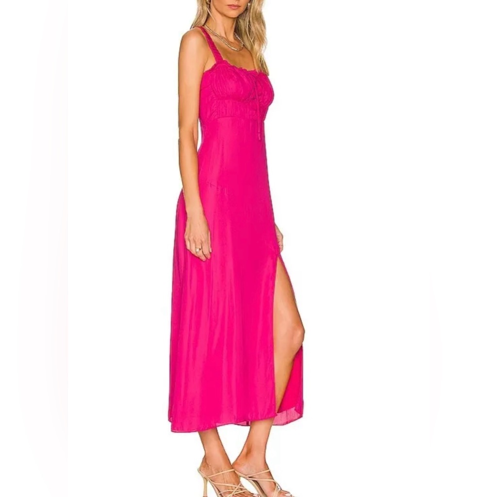 Line And Dot Brooke Midi Dress Size L Pink New